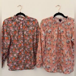 Bundle of 2 J. Crew Liberty Fabric Long Sleeve Blouses Sz 6 Floral Cotton Prepp